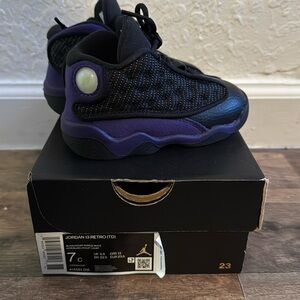 Toddler baby Jordan retro 13 black and court purple sz 7c